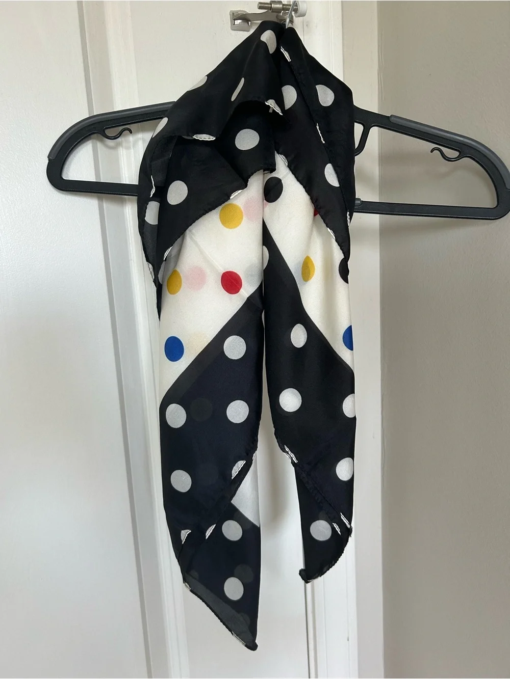 Sarah Coventry Polka Dot Silk Scarf with Colorful Accents